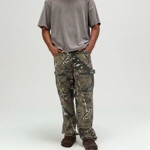 RSQ Camo Cargo Straight Leg Pants Mens 31 Green Grunge Hunter Streetwear Edgy